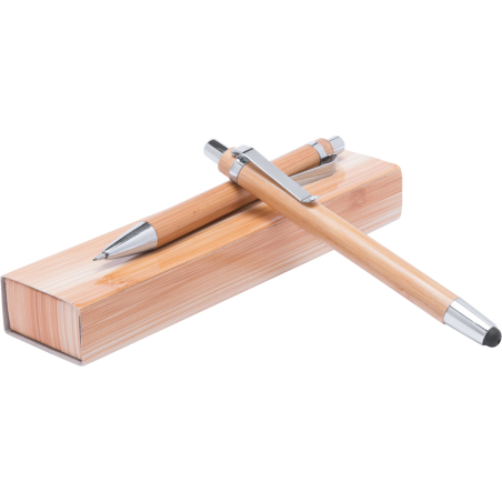 set stylo à bille stylet et porte-mine en bambou
